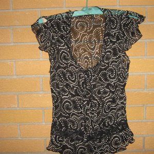 Ladies Black and White Blouse, Size Small, Paisley Design. $5.00 AS AN ADD ON